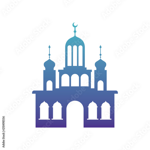 arabic castle tower with moon vector illustration design