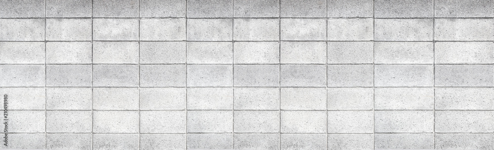Naklejka premium Panorama of Cement block fence pattern and background