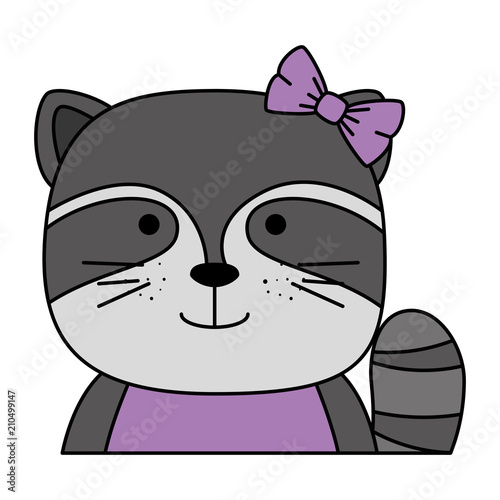 cute raccoon female character icon vector illustration design