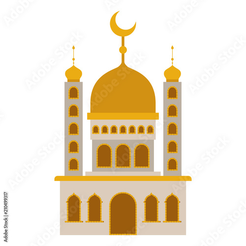 arabic castle tower with moon vector illustration design