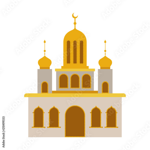 arabic castle tower with moon vector illustration design