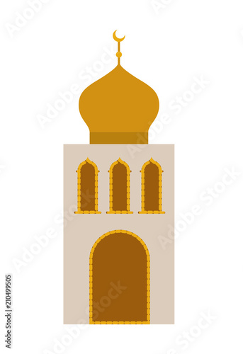 arabic castle tower with moon vector illustration design