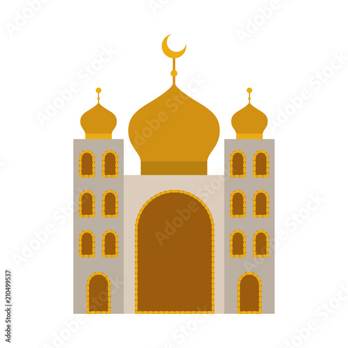 arabic castle tower with moon vector illustration design