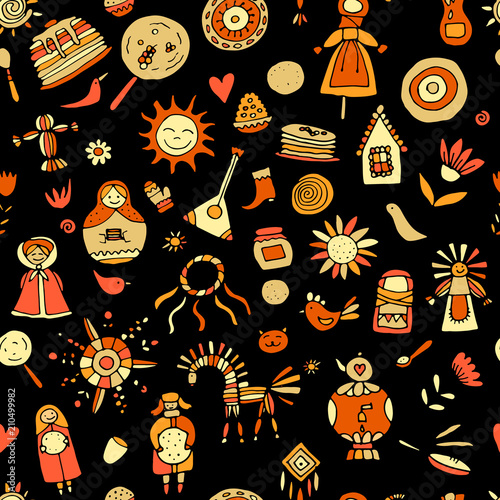 Maslenitsa or Shrovetide. Seamless pattern for your design
