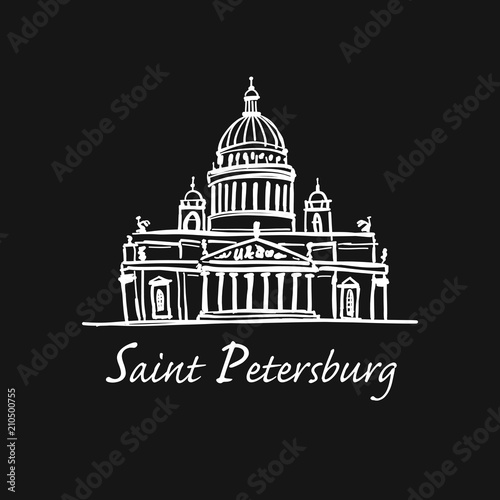 Saint Isaac's Cathedral of Saint Petersburg landmark, Russia. Vector illustration