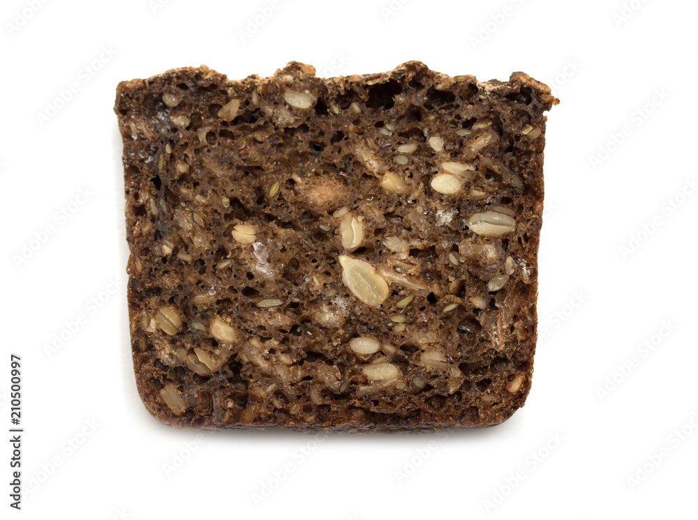 a piece of rye bread on a white background a piece of rye bread on a white background