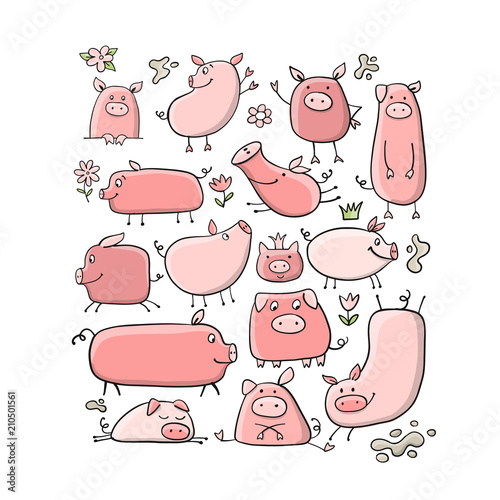 Cute pigs collection for your design