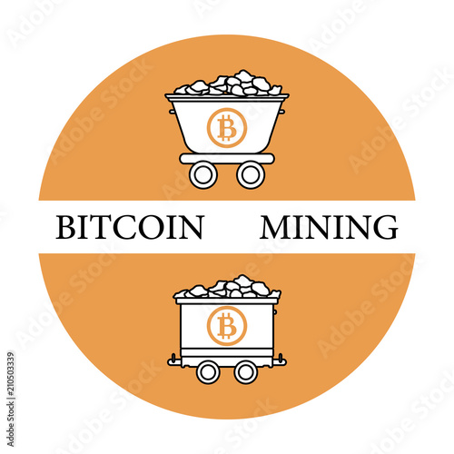 Mining bitcoins trolleys with ore.