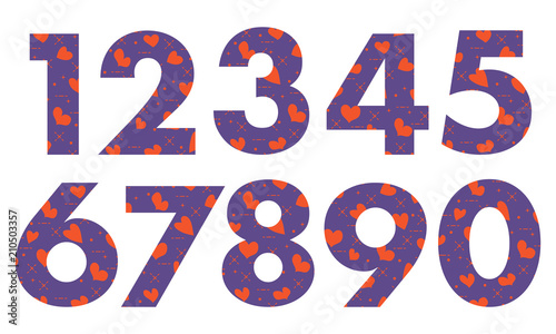 Arabic numerals with hearts.