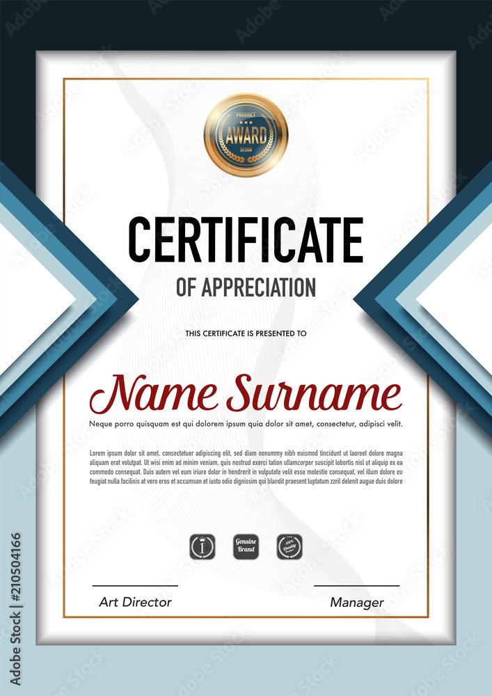 Fototapeta premium Certificate template luxury and diploma style,vector illustration.