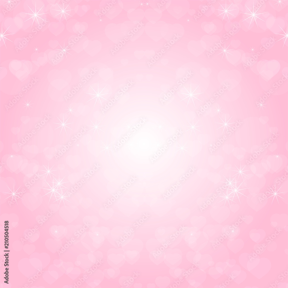 Colorful abstract background with hearts, stars and circles. Simple flat vector illustration.