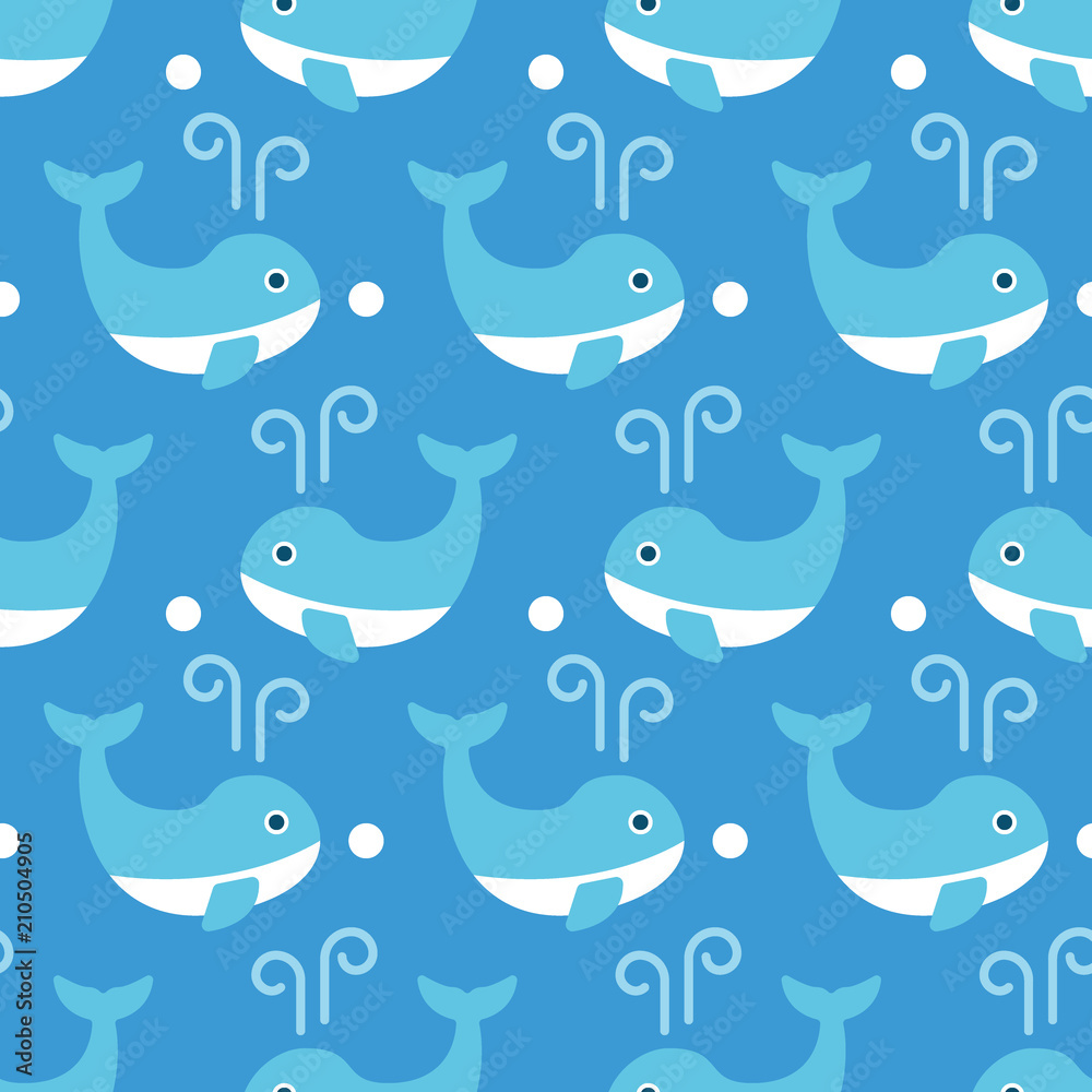 cute whale seamless pattern