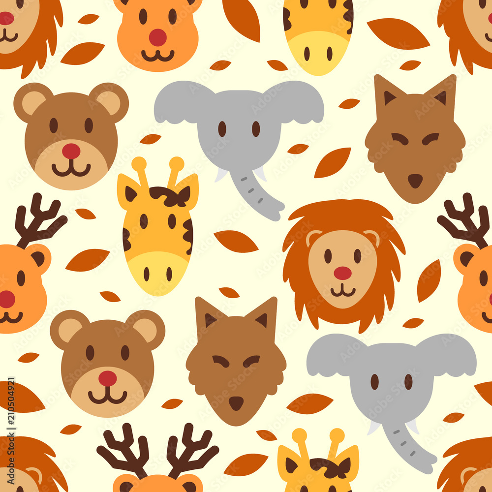 cute wild animal seamless pattern cute wild animal seamless pattern