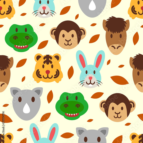 Fototapeta Naklejka Na Ścianę i Meble -  cute wild animal seamless pattern