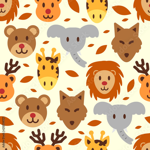Fototapeta Naklejka Na Ścianę i Meble -  cute wild animal seamless pattern