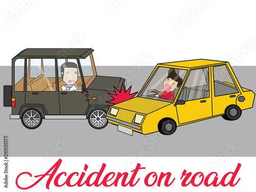 car crash and accident on road.