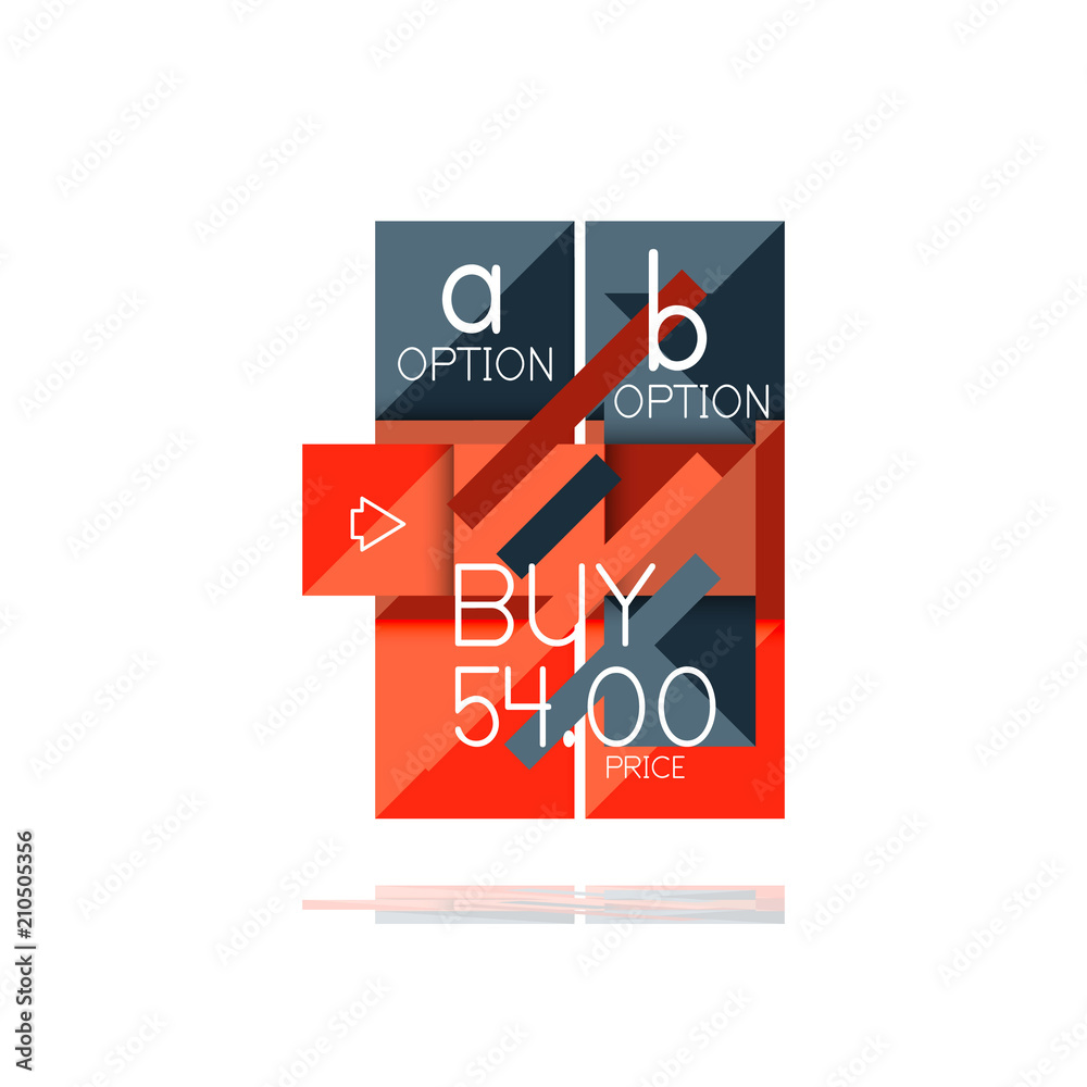Square option infographic banner. Data and information visualization, geometric design Square option infographic banner. Data and information visualization, geometric design