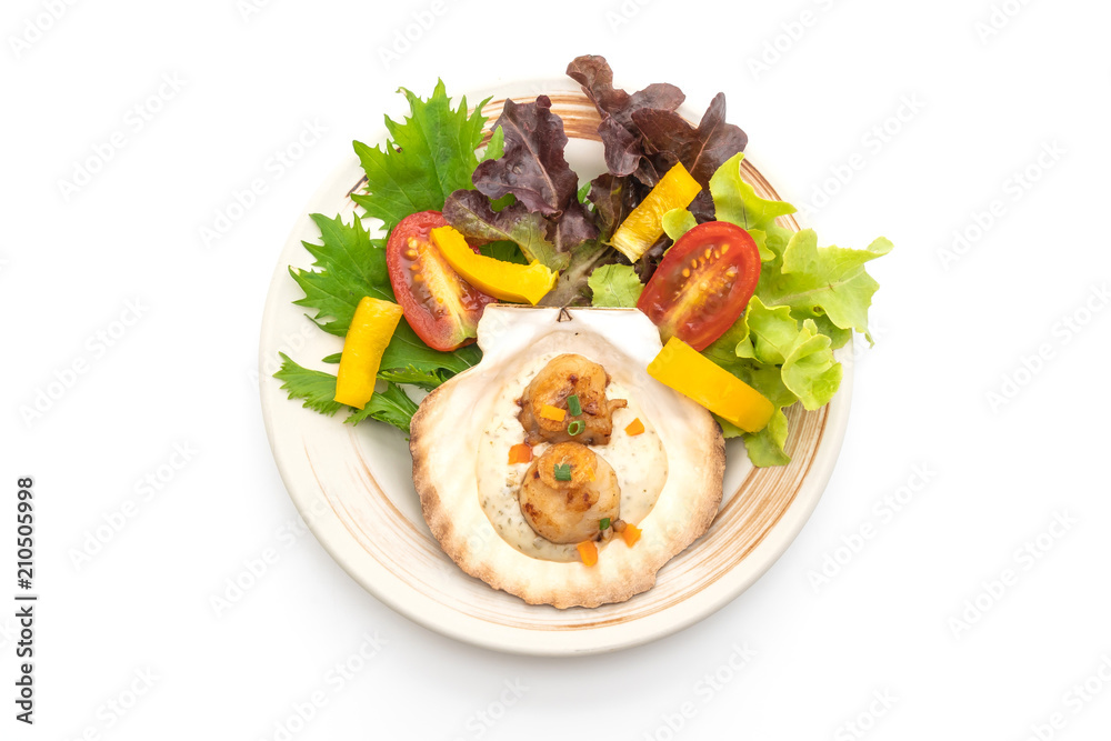 grilled scallops shell with vegetable grilled scallops shell with vegetable