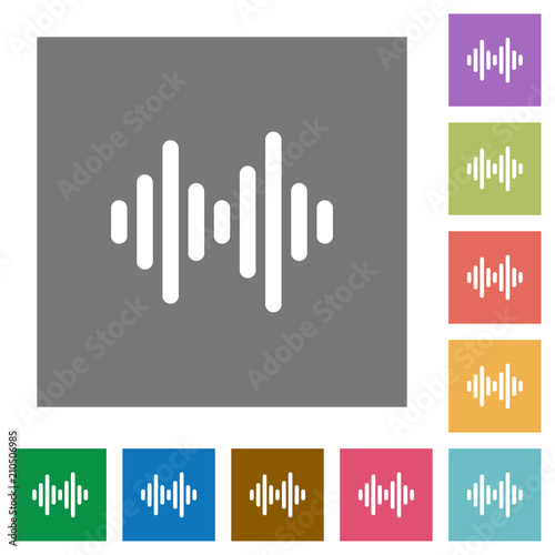 Sound wave square flat icons