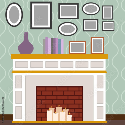 VIP vintage interior furniture rich wealthy house room with sofa set brick wall background vector illustration.
