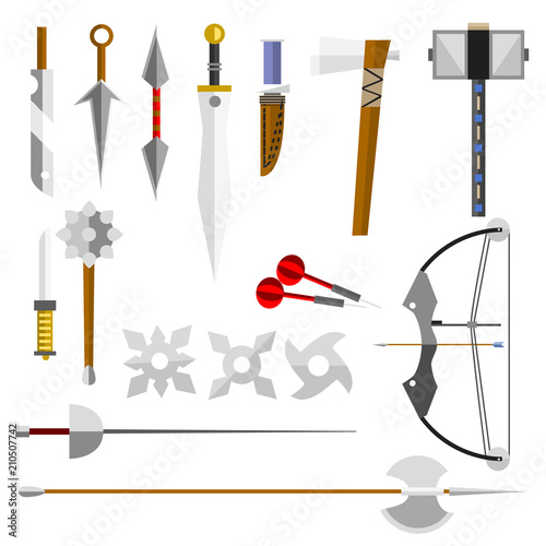 Knife weapon dangerous vector illustration of sword spear edged weapons combat andbonder bayonet.