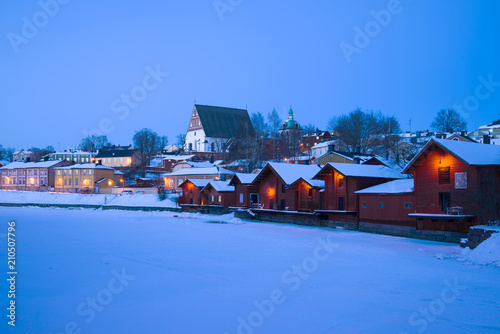 Evening landscape of the winter old Porvoo. Finland photo