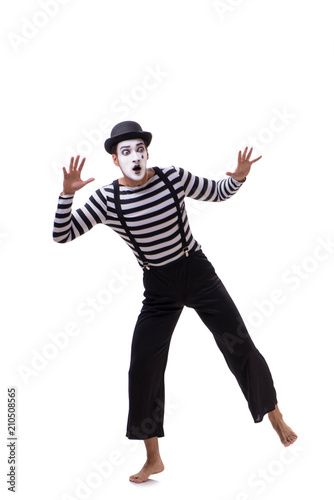 Young mime isolated on white background photo