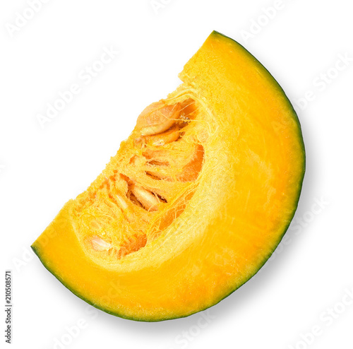 Slice pumpkin isolated on white with clipping path