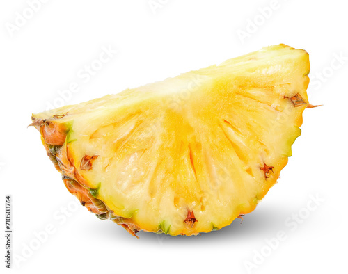 slice pineapple isolated on white clipping path