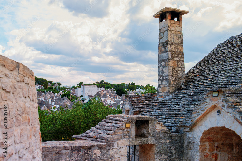 Panoramic view of Alberobello. Puglia Italy on a Sunny day