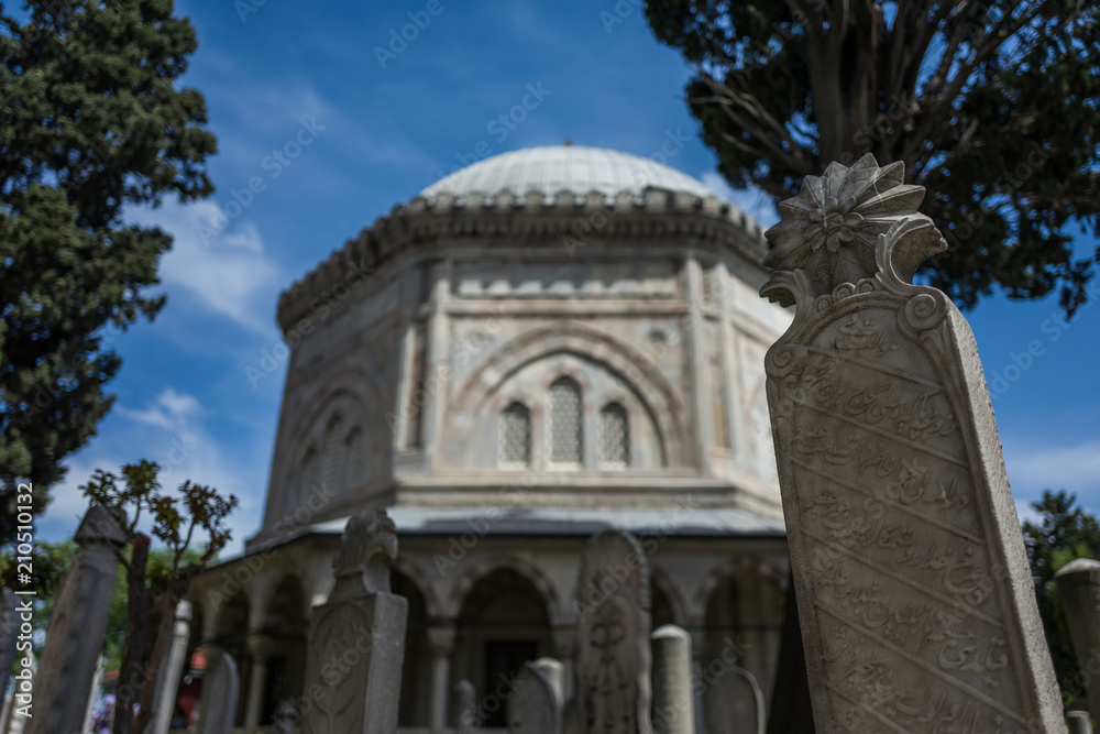 Cemetary at the Fatih Mosque in Istanbul, Turkey.
