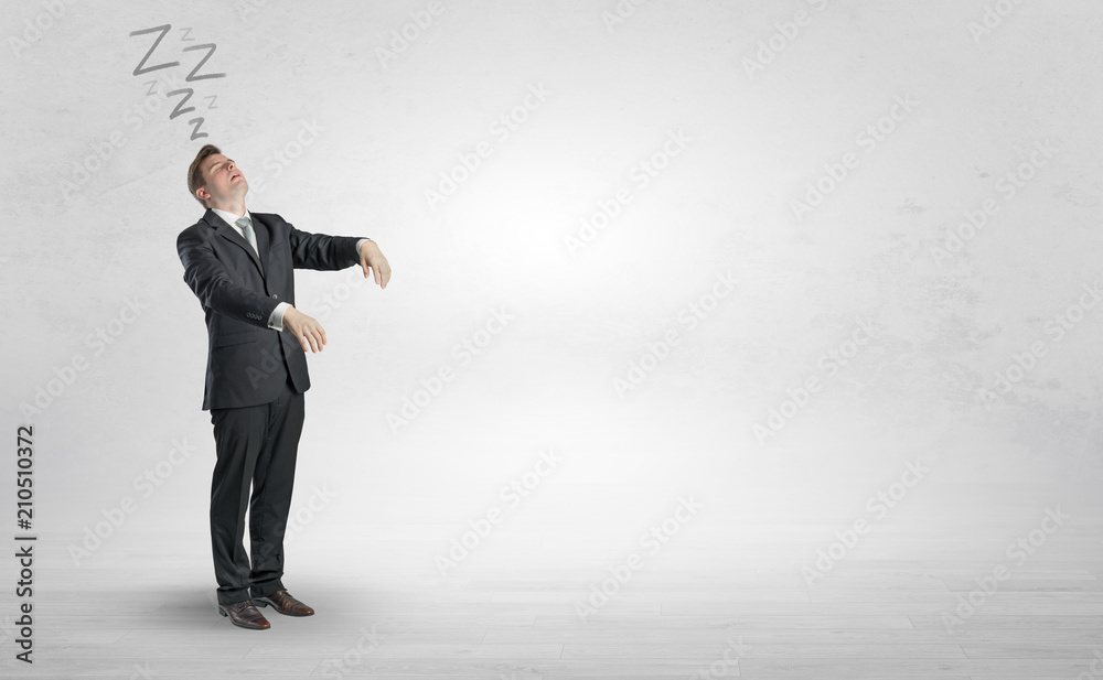 Tired businessman with sleeping sickness going somewhere
Tired businessman with sleeping sickness going somewhere