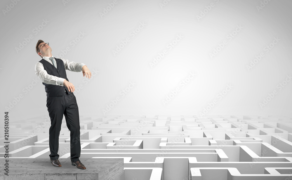 Zombi elegant businessman on the top of a labyrinth
Zombi elegant businessman on the top of a labyrinth