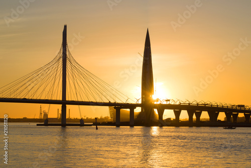 The cable-stayed bridge of the western high-speed diameter. Saint-Petersburg