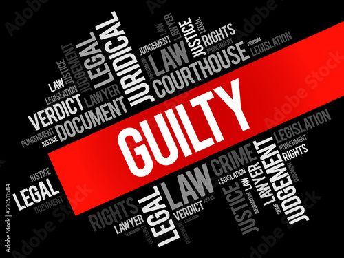 Guilty word cloud collage, law concept background