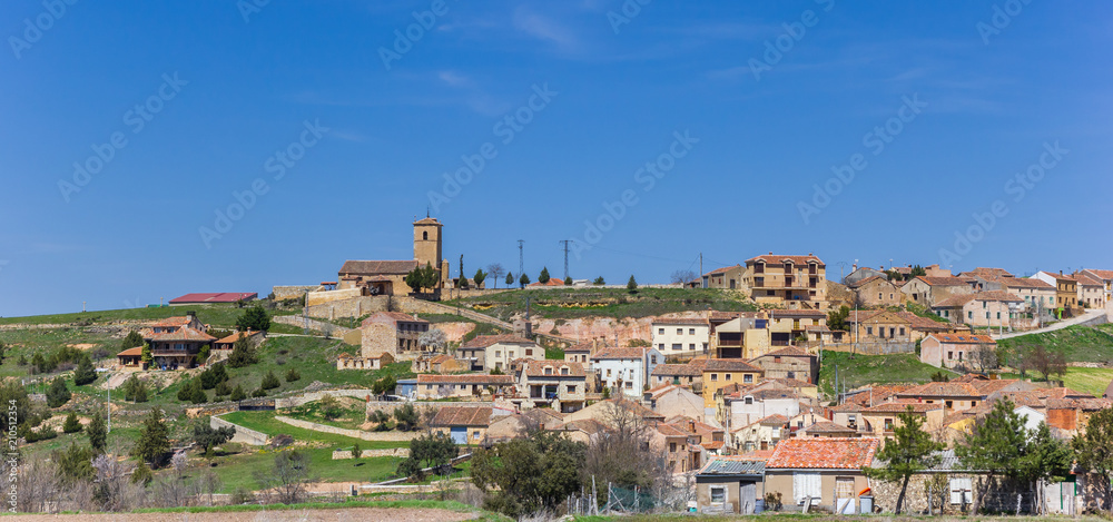 Panorama of Valleruela de Pedraza village in Spain