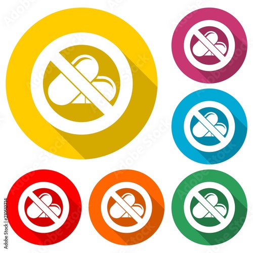 Free Download Prohibited sign capsules drugs isolated icon, No pills, No drug, color icon with long shadow - GFXLoad