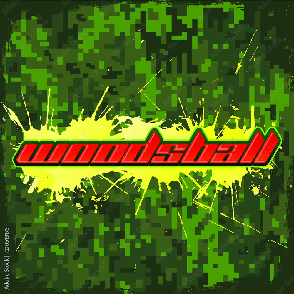 Woodsball emblem, is a format of paintball gaming, banner design camouflage  background Stock Vector | Adobe Stock