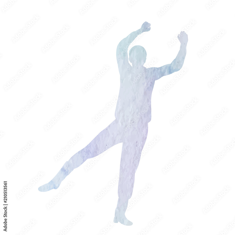 watercolor lilac silhouette man dancing dance