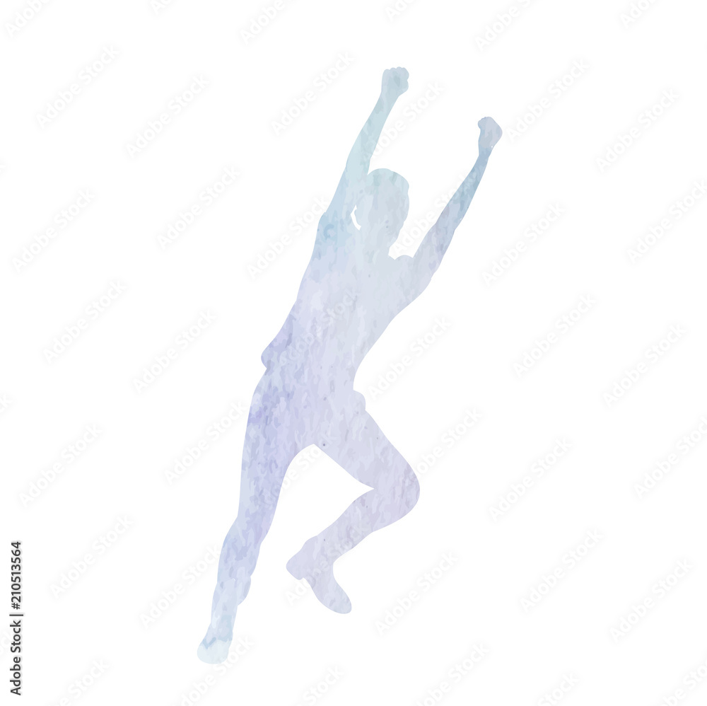  isolated, white background, watercolor lilac silhouette man dancing dance