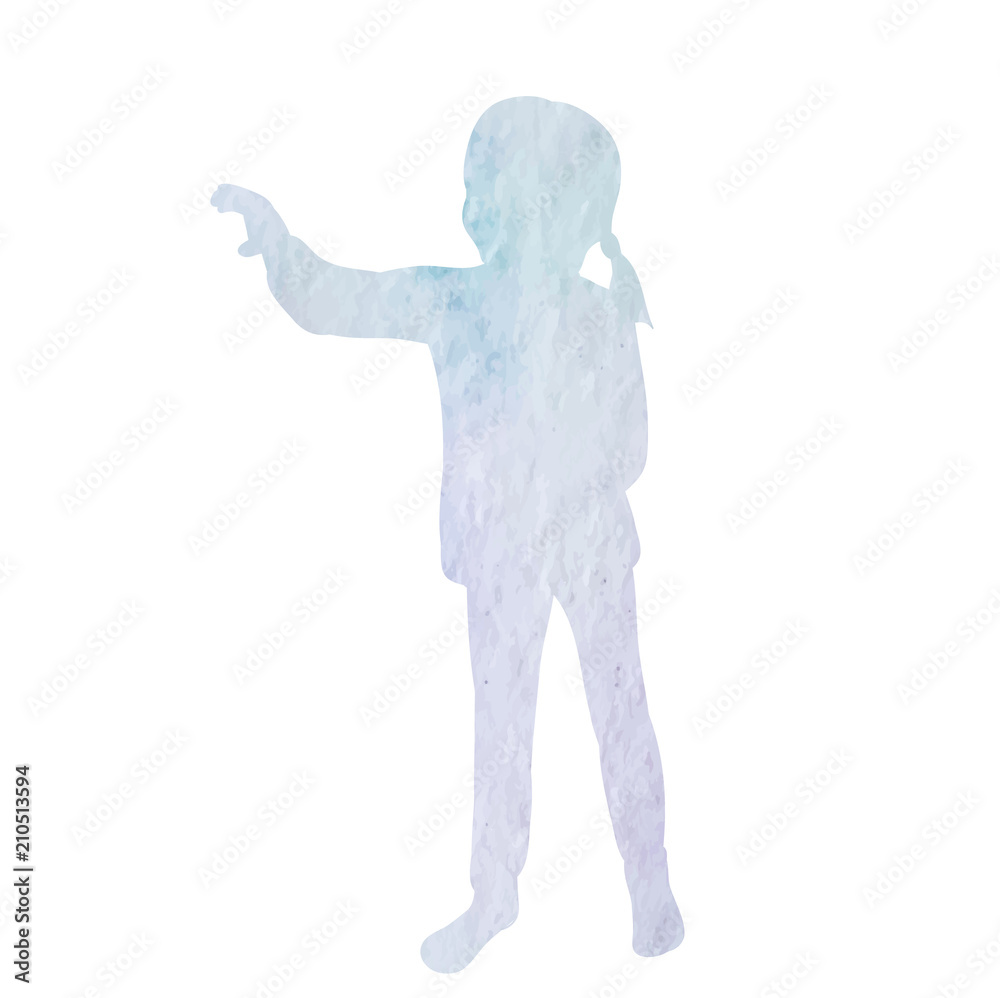 white background, watercolor silhouette children white background, watercolor silhouette children