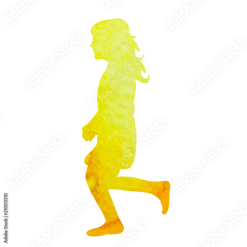 vector, isolated, white background, watercolor silhouette little girl