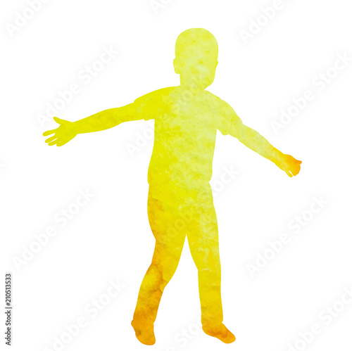 watercolor silhouette child jumping