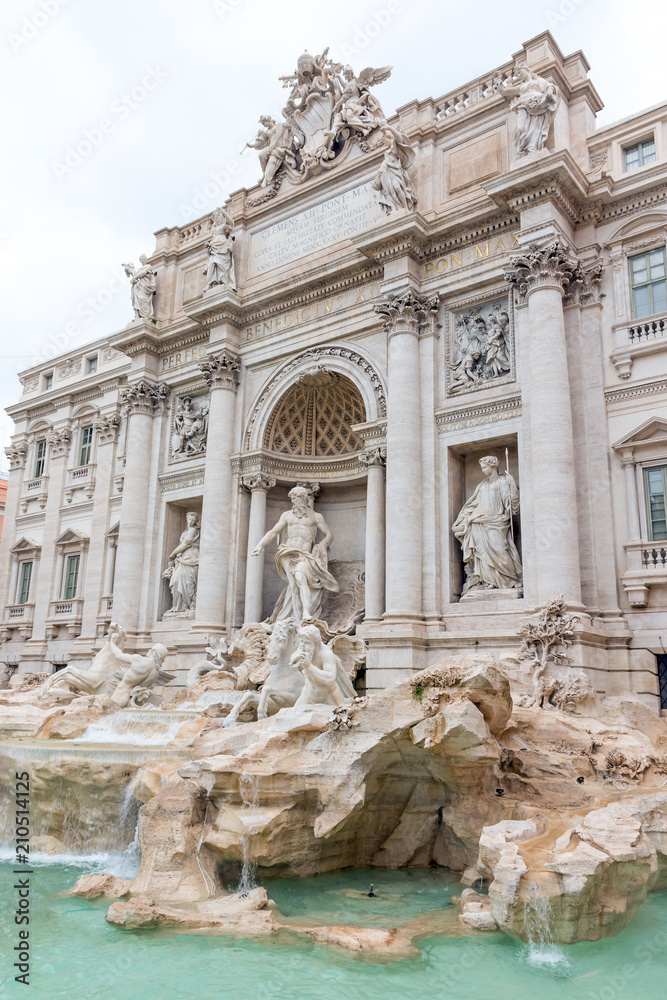 Overall view of the Trevi Fountain in Rome