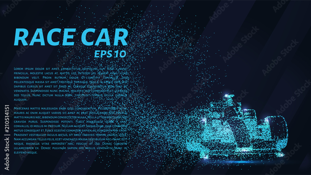 Racing car of the particles. Car racing consists of dots and circles. Vector illustration. Racing car of the particles. Car racing consists of dots and circles. Vector illustration.