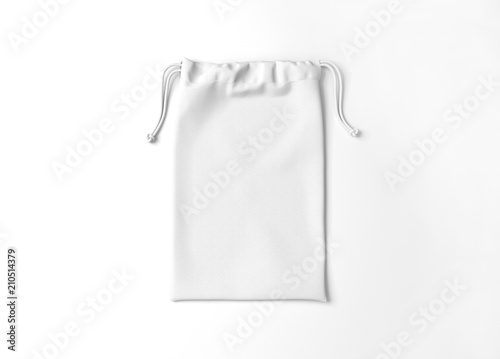 Bilde på lerret White drawstring bag on white background