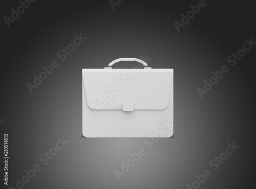 Men's briefcase. White business briefcase isolated on white background. Diplomat, for office, for laptop, for your design, mockup, blank.