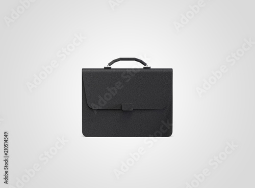 Men's briefcase. Black business briefcase isolated on background. Diplomat, for office, for laptop, for your design, mockup, blank.