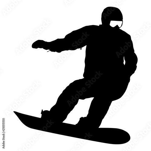 Black silhouettes snowboarders on white background illustration