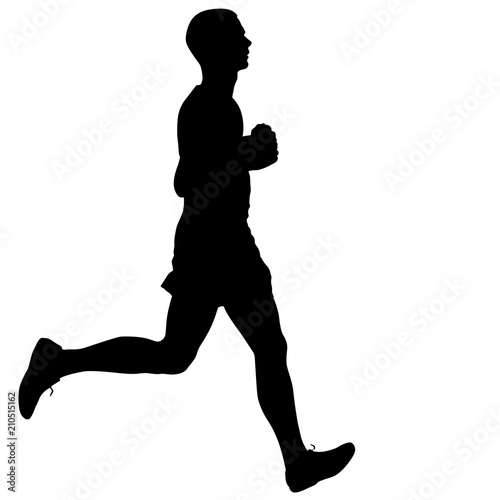 Black Silhouettes Runners sprint men on white background